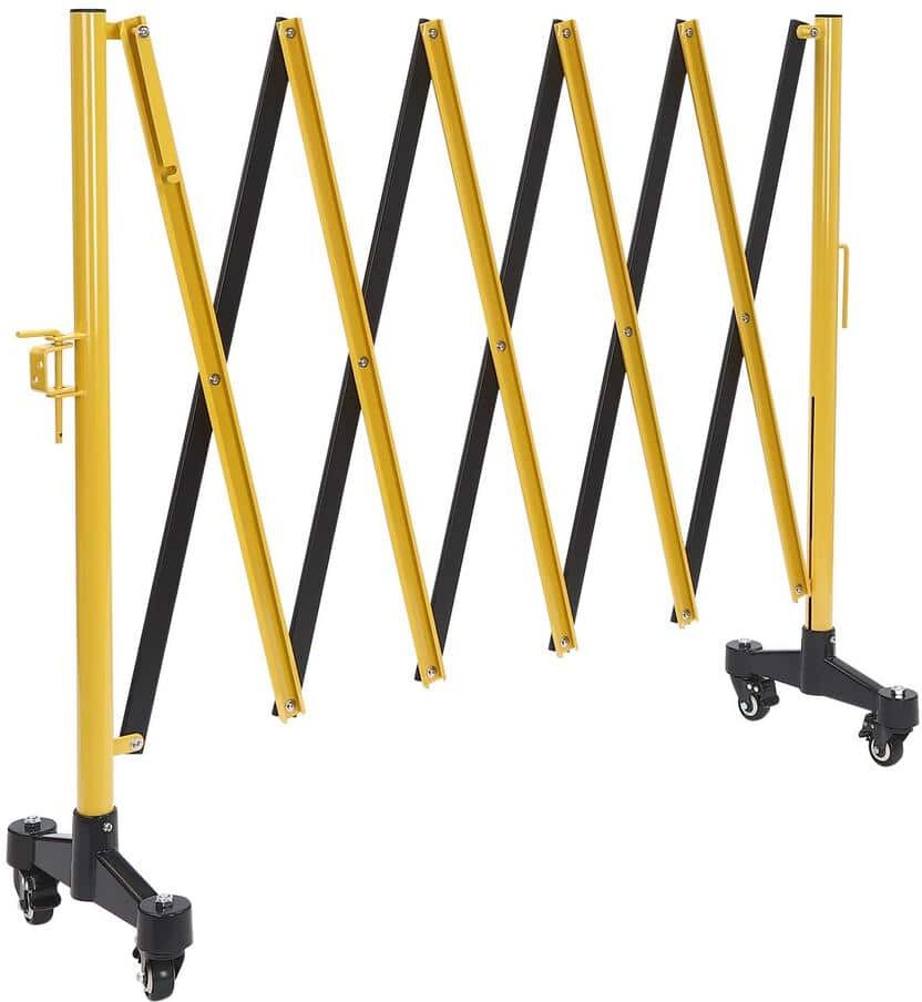 YIYIBYUS 125 in. W x 40 in. H Foldable Metal Safety Barrier Fence Traffic Yard Garden Fence with Wheels