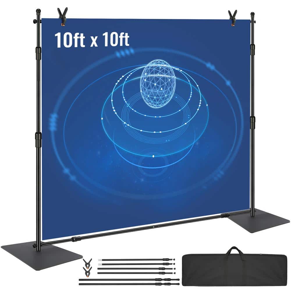 VEVOR Backdrop Banner Stand 120 in. H x 120 in. D Adjustable Display Backdrop Banner Stand Protable for Photography, Party