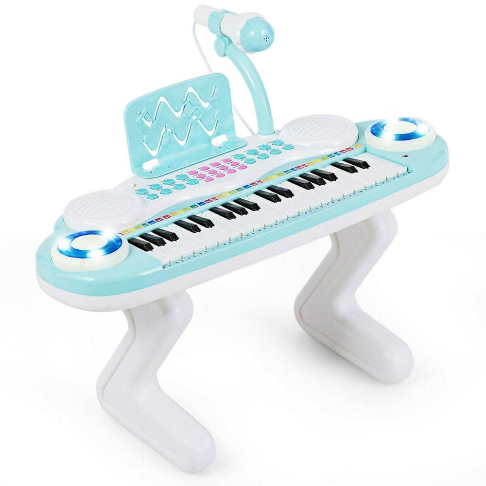 Gymax Z-Shaped Kids Toy Keyboard 37-Key Electronic Piano Blue