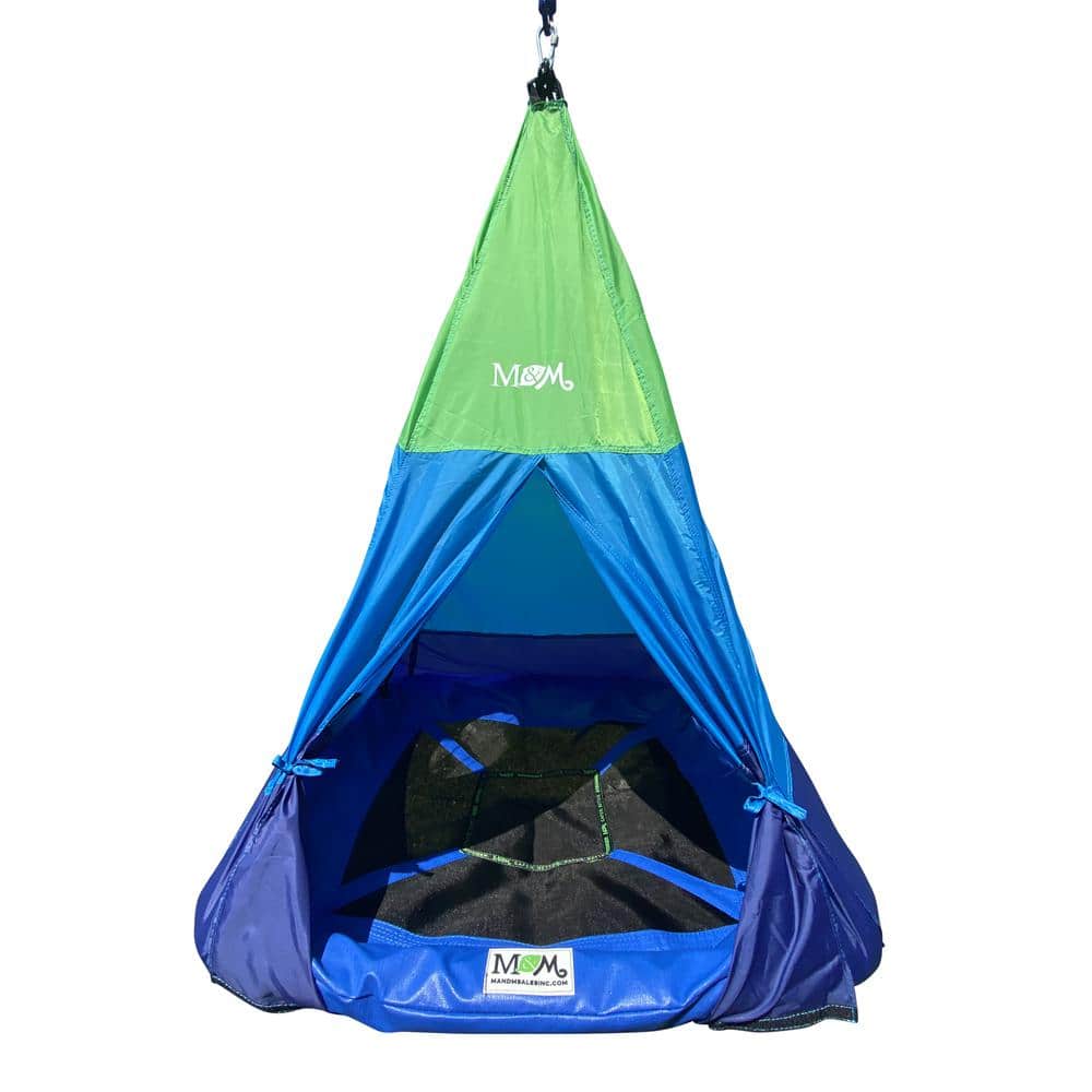 M and M Sales Enterprises Outdoor Color Block Teepee Tent Mat Platform Swing