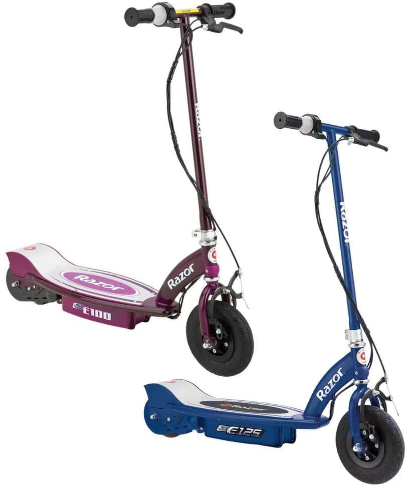 Razor E100 and E125 Kids 24-Volt Electric Battery Powered Toy Scooters, Blue and Purple