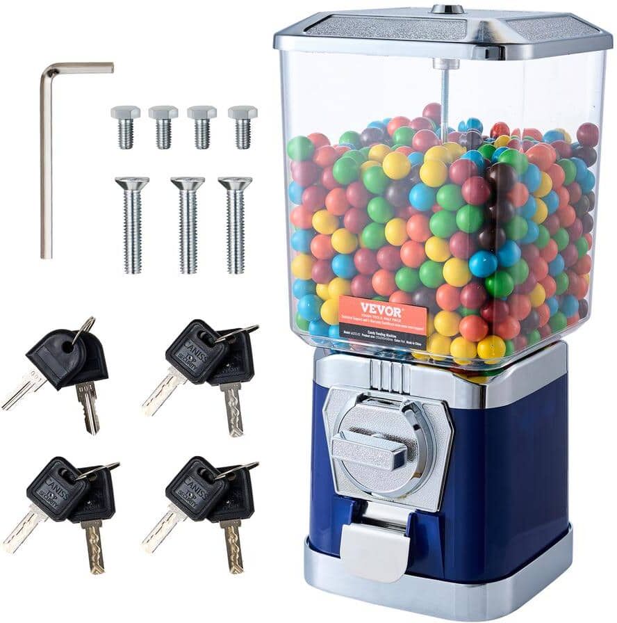 VEVOR Gumball Machine for Kids 17 in. H Home Candy Vending Machine PC Gumball Dispenser Bubble Gum Machine, Blue