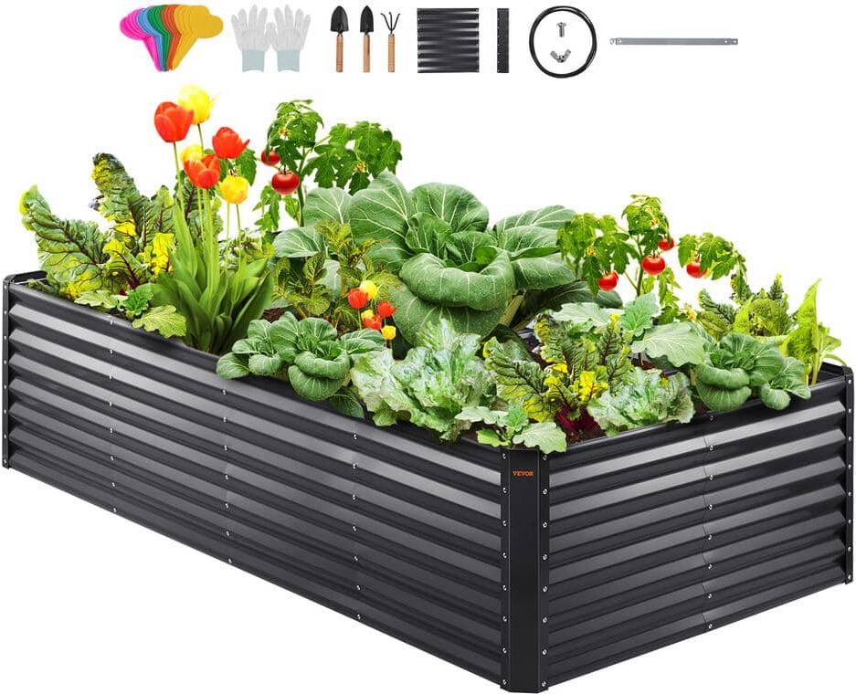 VEVOR 8 ft. x 4 ft. x 2 ft. Large Metal Raised Planter Box with Open Bottom Garden Beds Outdoor Raised Garden Bed Kit