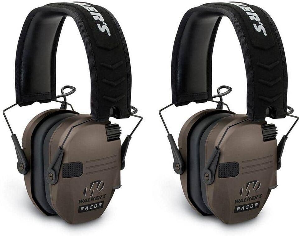 WALKER'S Razor Slim Shooter Electronic Hearing Protection Earmuff, (2 Pack)