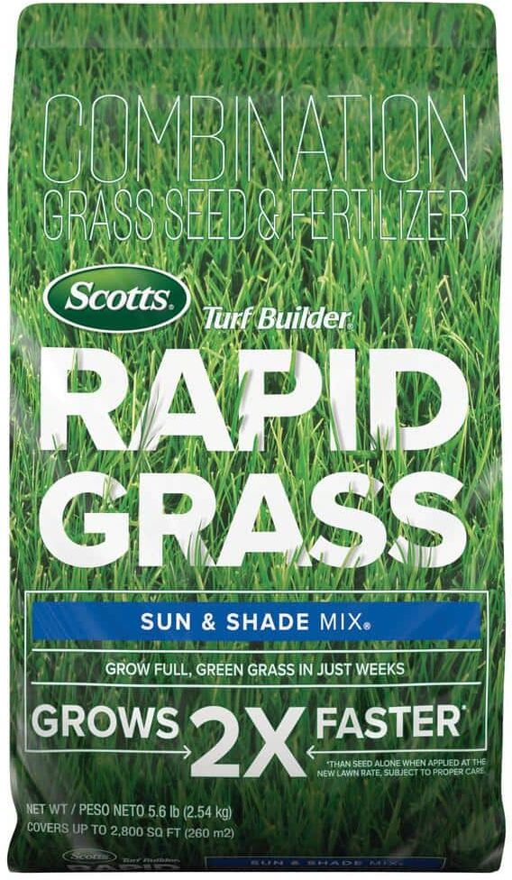 Scotts Turf Builder 16 lbs. Rapid Grass Sun & Shade Mix Combination Seed and Fertilizer Grows Green Grass in Just Weeks