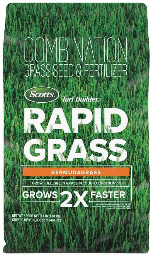 Scotts Turf Builder 4 lbs. Rapid Grass Bermudagrass Combination Seed and Fertilizer Grows Green Grass Fast