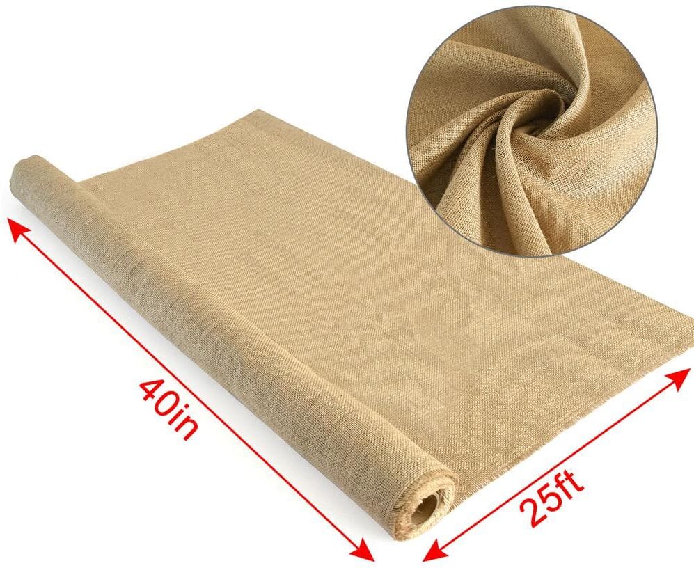 Wellco 40 in. x 25 ft. Gardening Burlap Roll - Natural Burlap Fabric for Weed Barrier, Tree Wrap Burlap, Rustic Party Decor