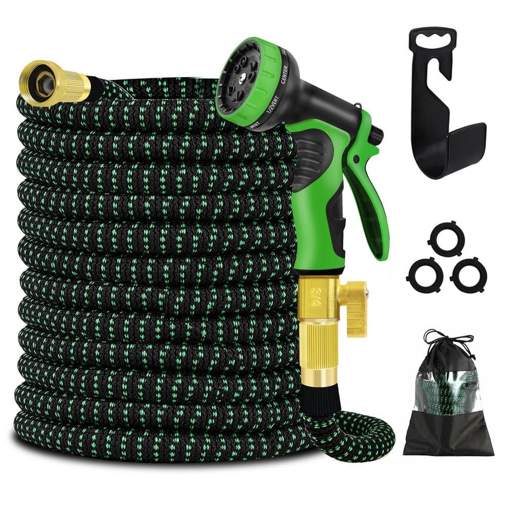 WeGuard 3/4 in. 50 ft. Expandable Garden Hose Flexible Water Hose with 10-Function Nozzle Durable 3750D Water Hose No KinK