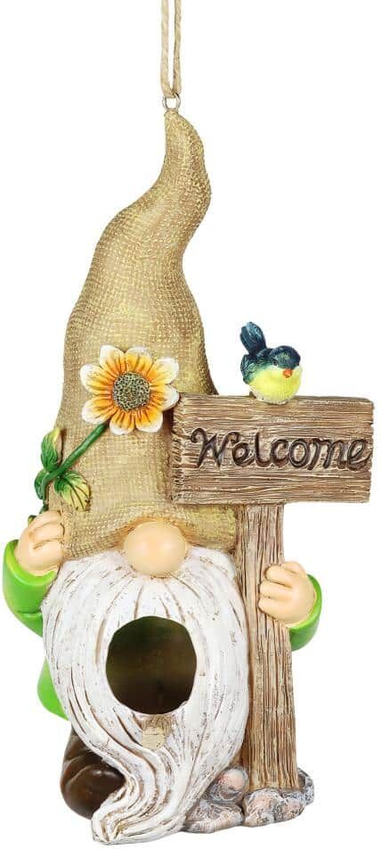 Exhart Welcome Gnome Hanging Resin Birdhouse