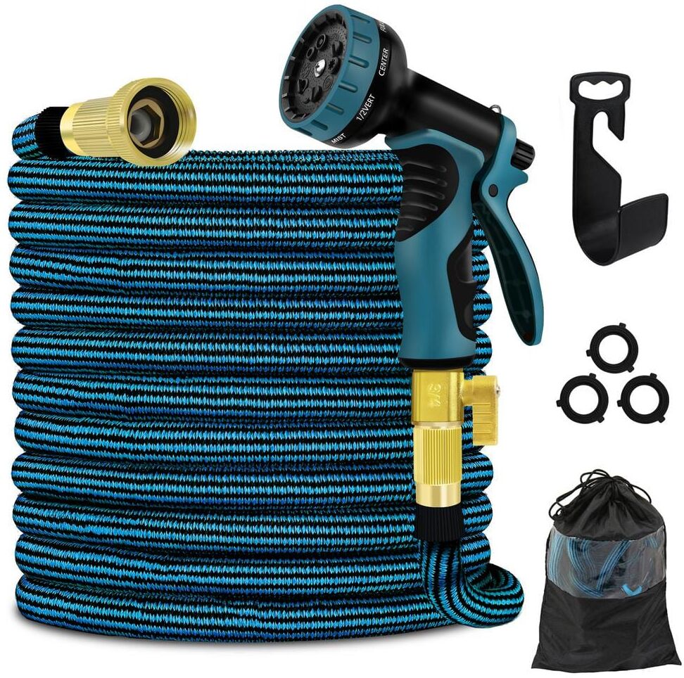 WeGuard 3/4 in. 50 ft. Expandable Garden Hose with 10 Function High Pressure Nozzle 3750D Flexible Water Hose