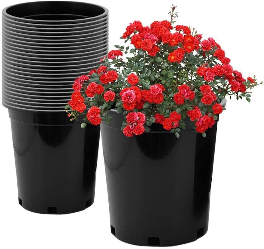 Agfabric 6.2 in. x 6.7 in. Plant Pots Small Plastic Plants Nursery Pot/Pots Plant Container Seed Starting Pots, Black (50-Pack)