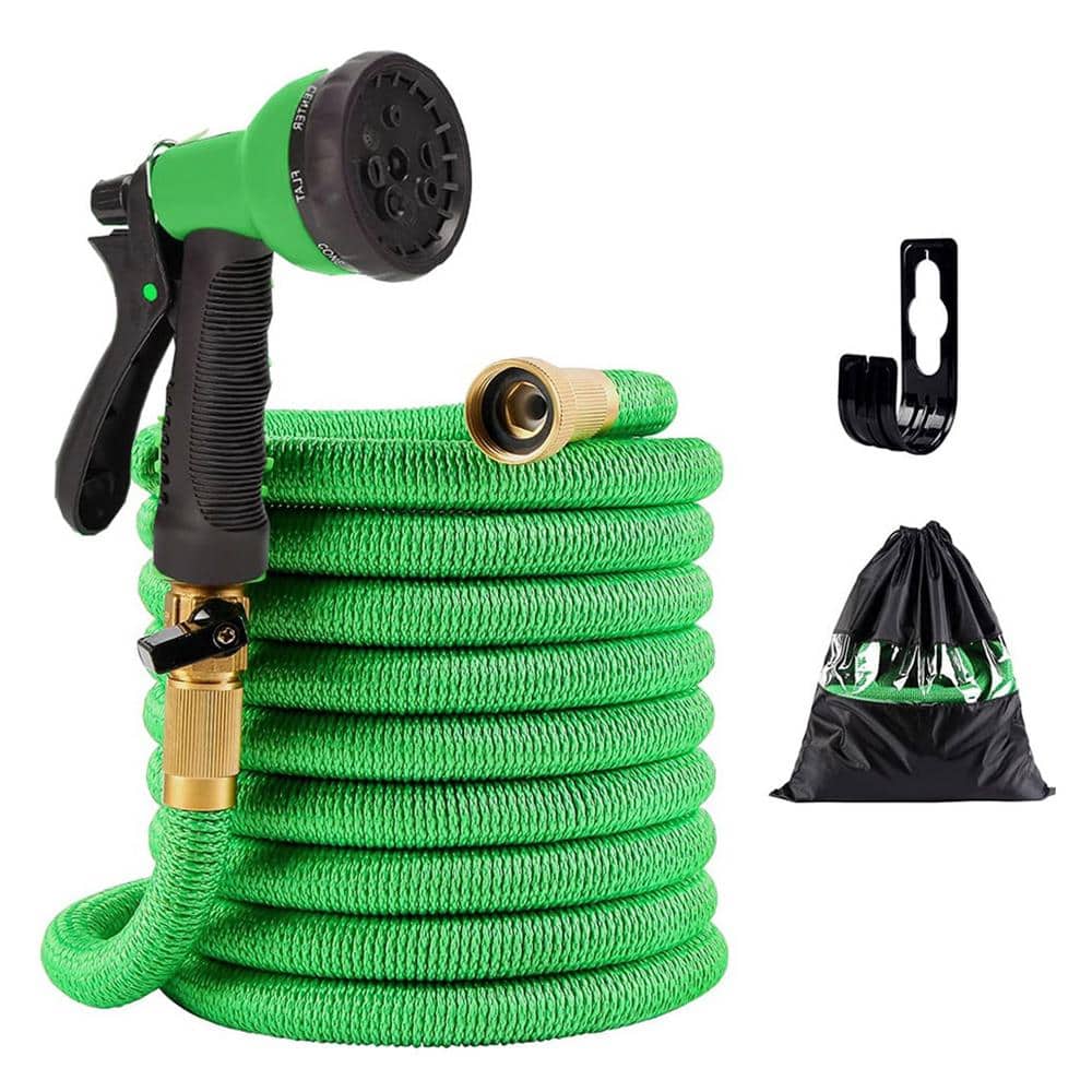 Alpulon 3/4 in. x 50 ft. Black Expandable Garden Hose Water Hose with 10-Function High