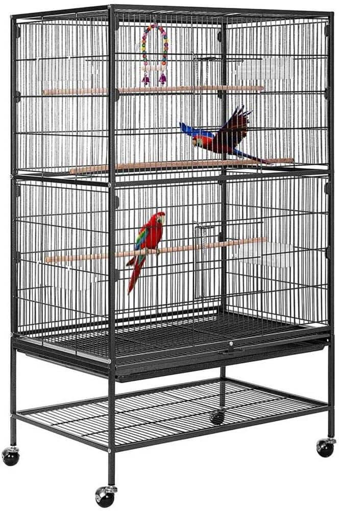 VIVOHOME 53 in. Wrought Iron Large Bird Cage with Rolling Stand