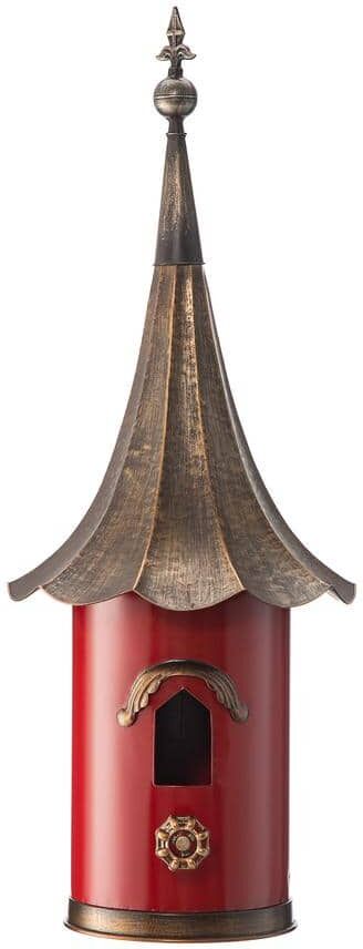 Glitzhome 32 in. H Farmhouse Metal Pagoda Birdhouse (KD)