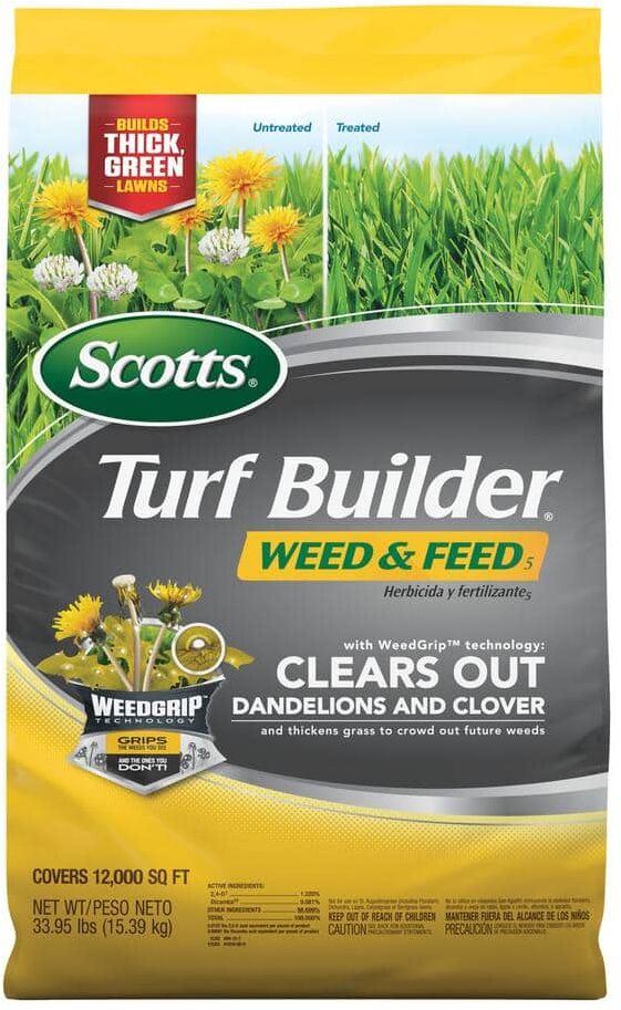 Scotts Turf Builder 33.95 lbs. 12,000 sq. ft. Weed and Feed5, Weed Killer Plus Lawn Fertilizer