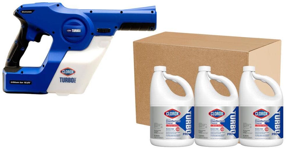 Clorox Turbo Pro Electrostatic Sprayer Bundle with 3-Pack of Turbo 121 oz. Disinfectant Cleaner