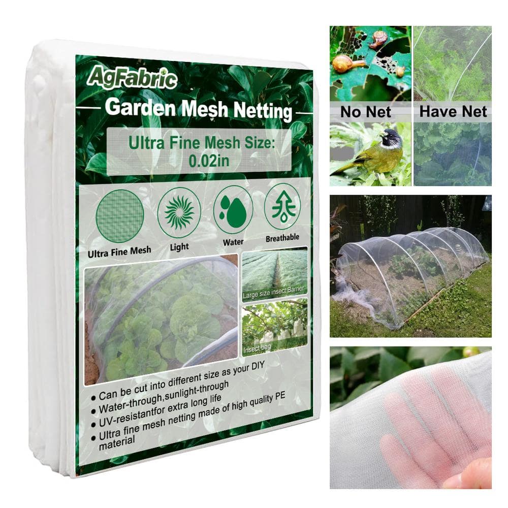 Agfabric 16 ft. x 25 ft., White Garden Netting Insect Pest Barrier Row Cover Mesh Netting for Vegetables Fruit Trees and Plants