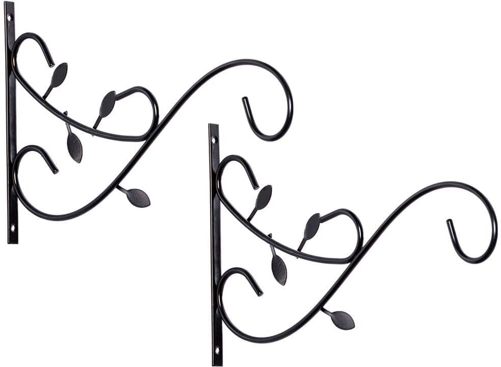 Gardenised Steel Metal Decorative Wall Mounted Hook for Hanging Plants, Bracket Hanger Flower Pot Holder (2-Pack)