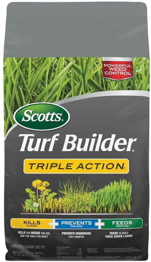 Scotts Turf Builder Triple Action1 11.31 lbs. 4,000 sq. ft. Lawn Fertilizer, Weed Killer, Crabgrass Preventer