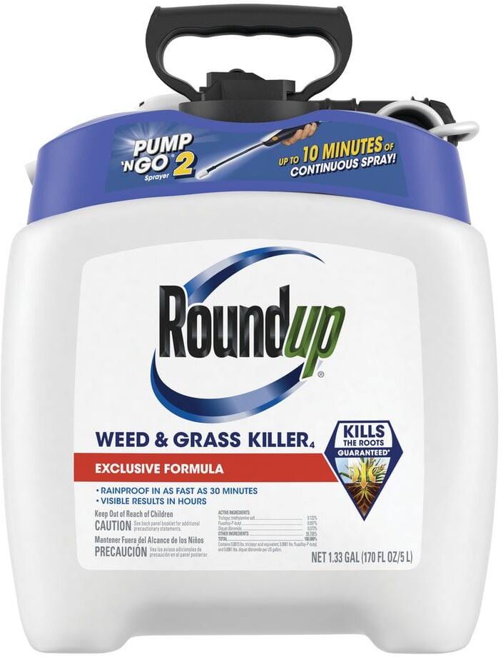 Roundup 1.33 Gal. Weed & Grass Killer₄ with Pump 'N Go 2 Sprayer, Use In and Around Flower Beds, Trees, and More