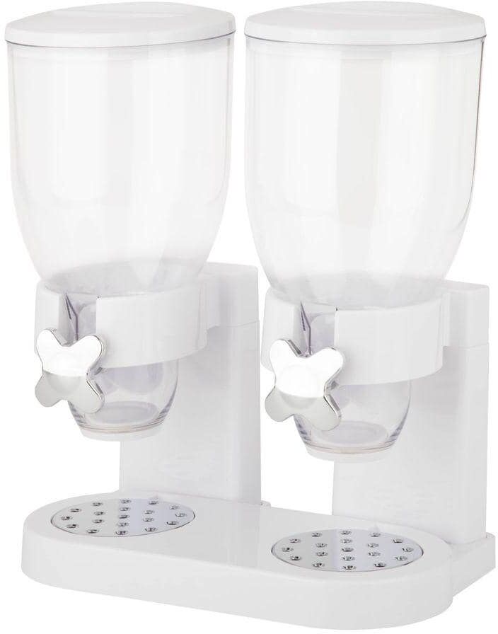 Honey-Can-Do Double White Cereal Dispenser with Portion Control