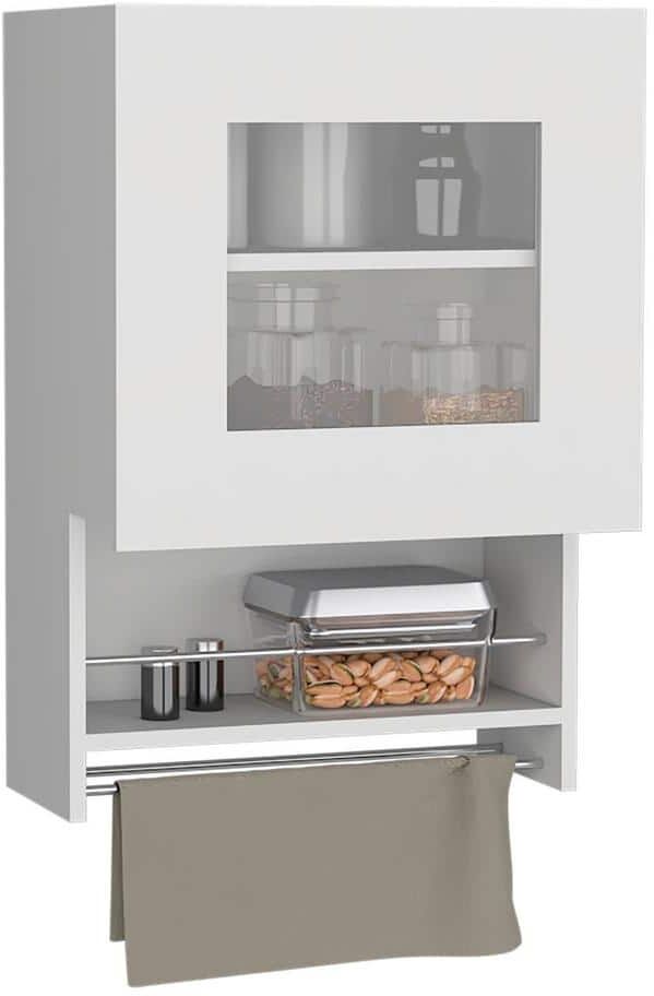 Aoibox 19.6 in. W x 13.1 in. D x 28.7 in. H in White Particle Board Modern Kitchen Wall Cabinet with Towel and Spice Rack