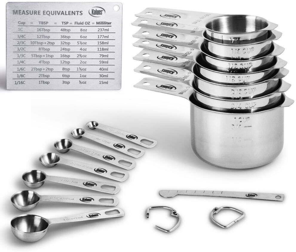 Kaluns 16-Piece Measuring Cup and Spoon Set in Stainless Steel