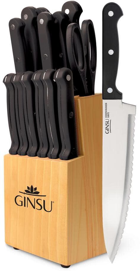 Ginsu Kiso 14-Piece Dishwasher Safe Natural Block Knife Set