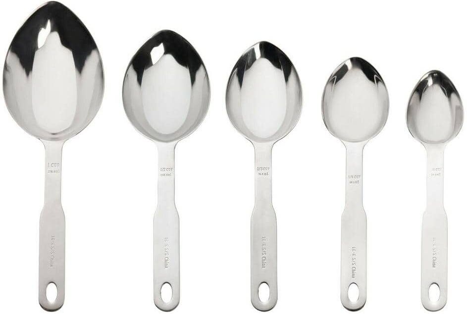 Aoibox 5-Piece Set Stainless-Steel Heavy-Duty Kitchen Cook Oval Measuring Spoon Scoop