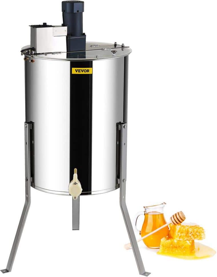 VEVOR Electric Honey Extractor 4/8 Frame Stainless Steel Beekeeping Extraction with Transparent Lid Honeycomb Drum Spinner