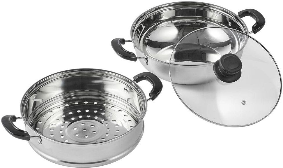 VEVOR 11 in. Steamer Pot for Cooking with 3 qt. Stock Pot and Vegetable Steamer Stainless Steel Food Steamer