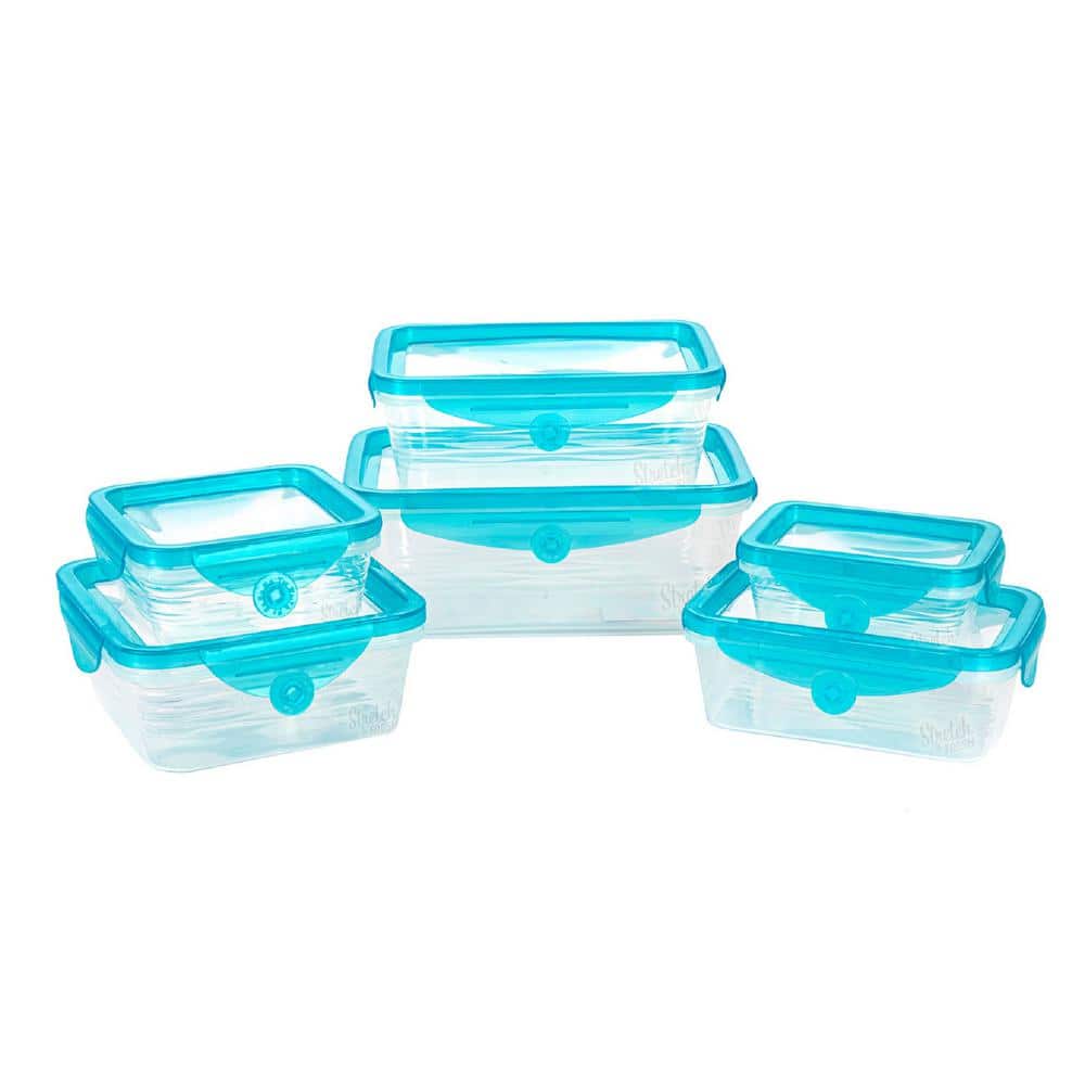 As Seen on TV 12-Pieces Stretch and Fresh Stretchable Silicone Air-Tight Food Storage Container Set