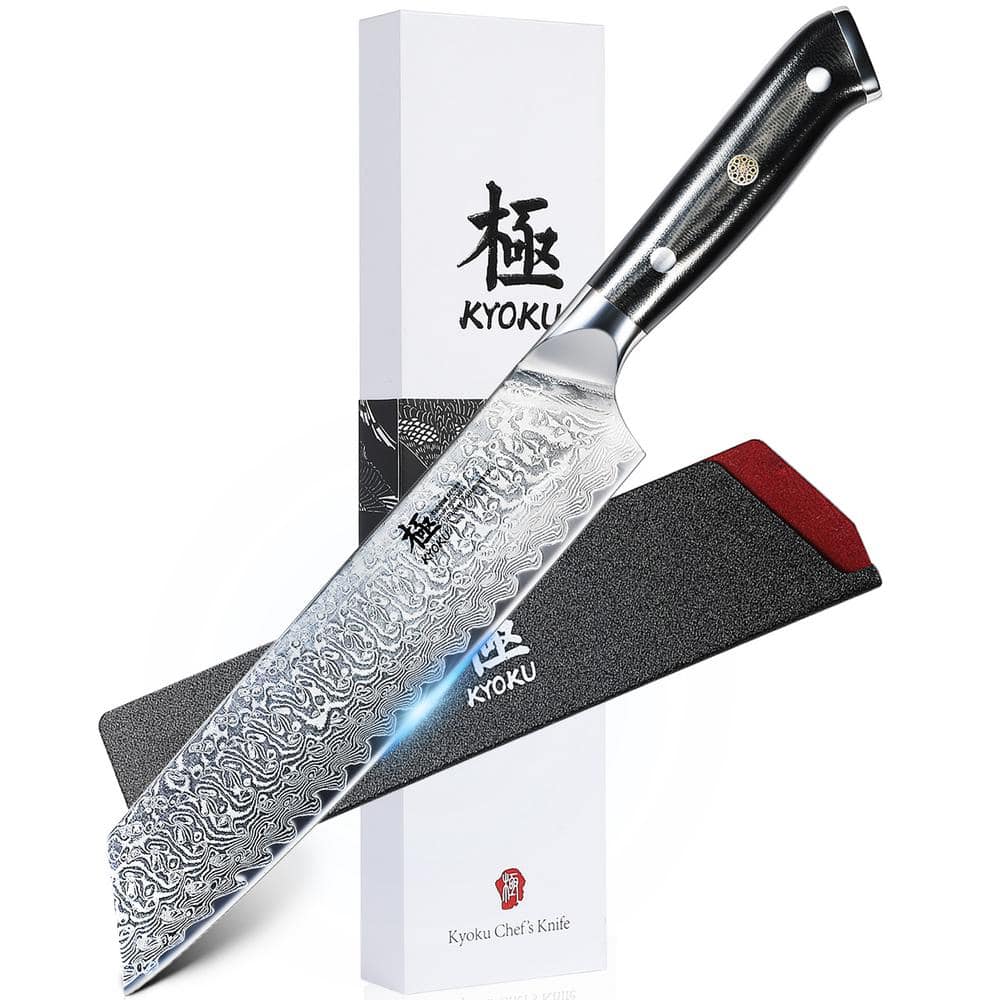KYOKU 8.5 in. Stainless Steel Full Tang Japanese VG10 Damascus Steel Blade Chef's Knife with G10 Fiberglass Handle