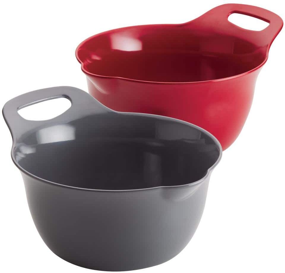 Rachael Ray Tools and Gadgets 2-Piece Red and Gray Nesting Mixing Bowl Set