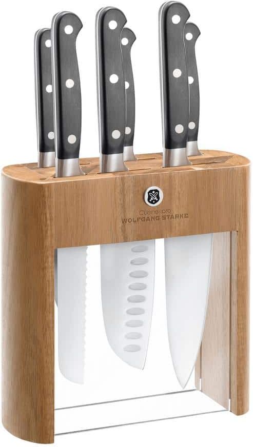 Cuisine::pro WOLFGANG STARKE 7-Piece Stainless Steel Knife Set with Klar Knife Block