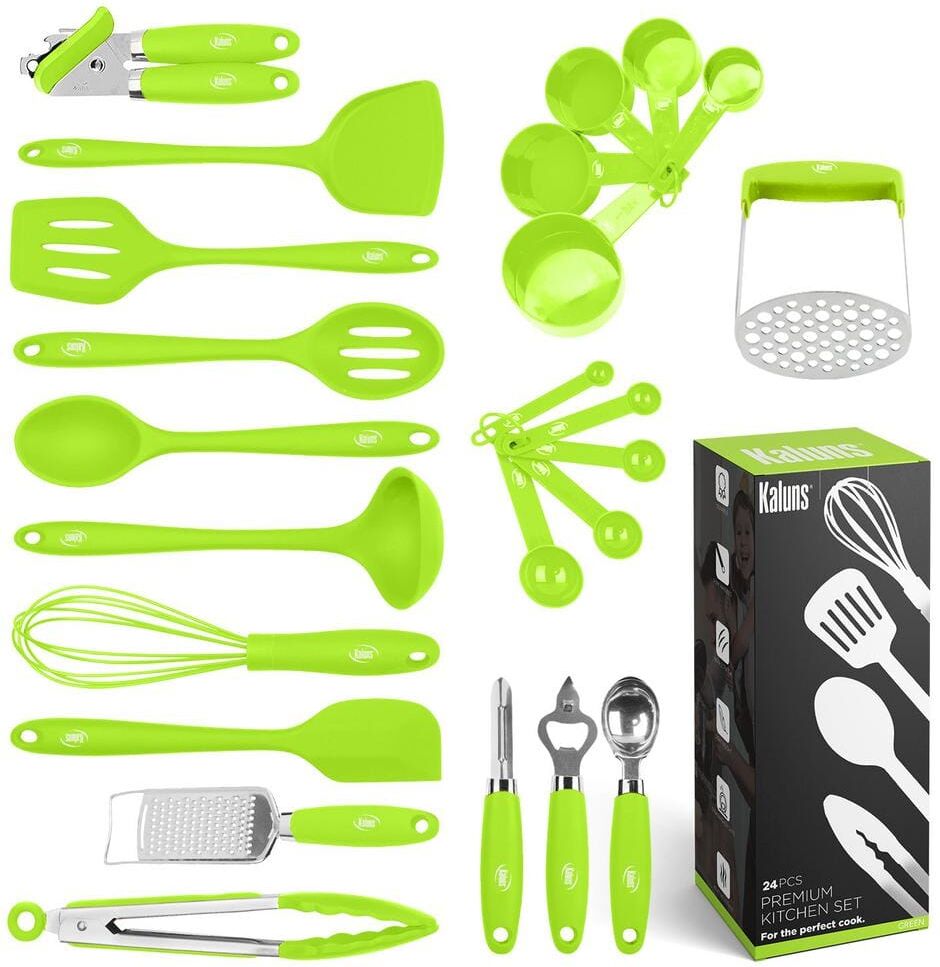 Kaluns Silicone Green Kitchen Utensil (Set of 24)