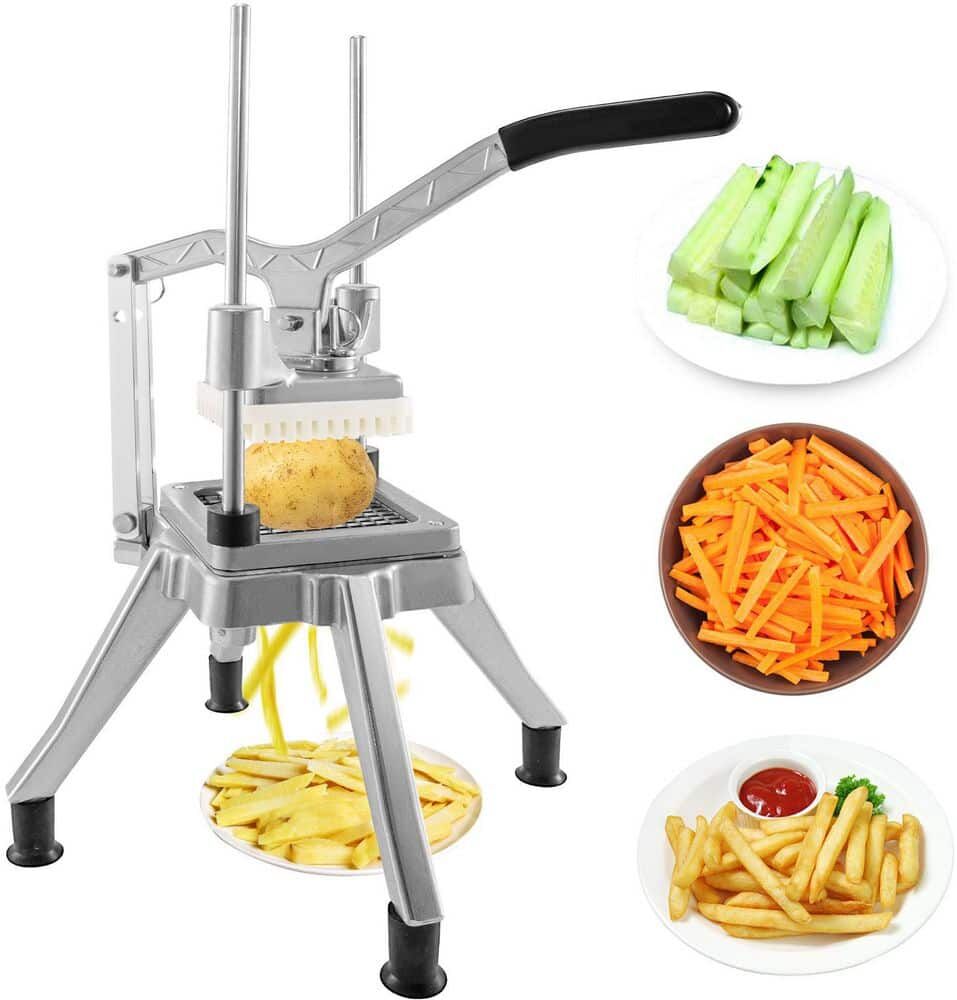 VEVOR 1/4 in. Blade Silver Commercial Vegetable Fruit Chopper Heavy Professional Food Dicer French Fry Cutter Onion Slicer