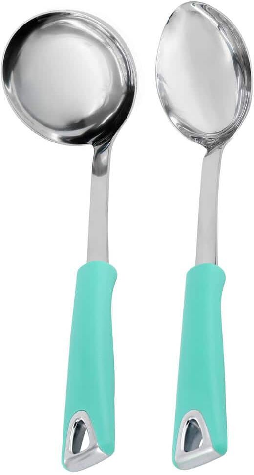 MARTHA STEWART EVERYDAY Drexler 2-Piece Ladle and Serving Spoon Kitchen Tool Set in Turquoise