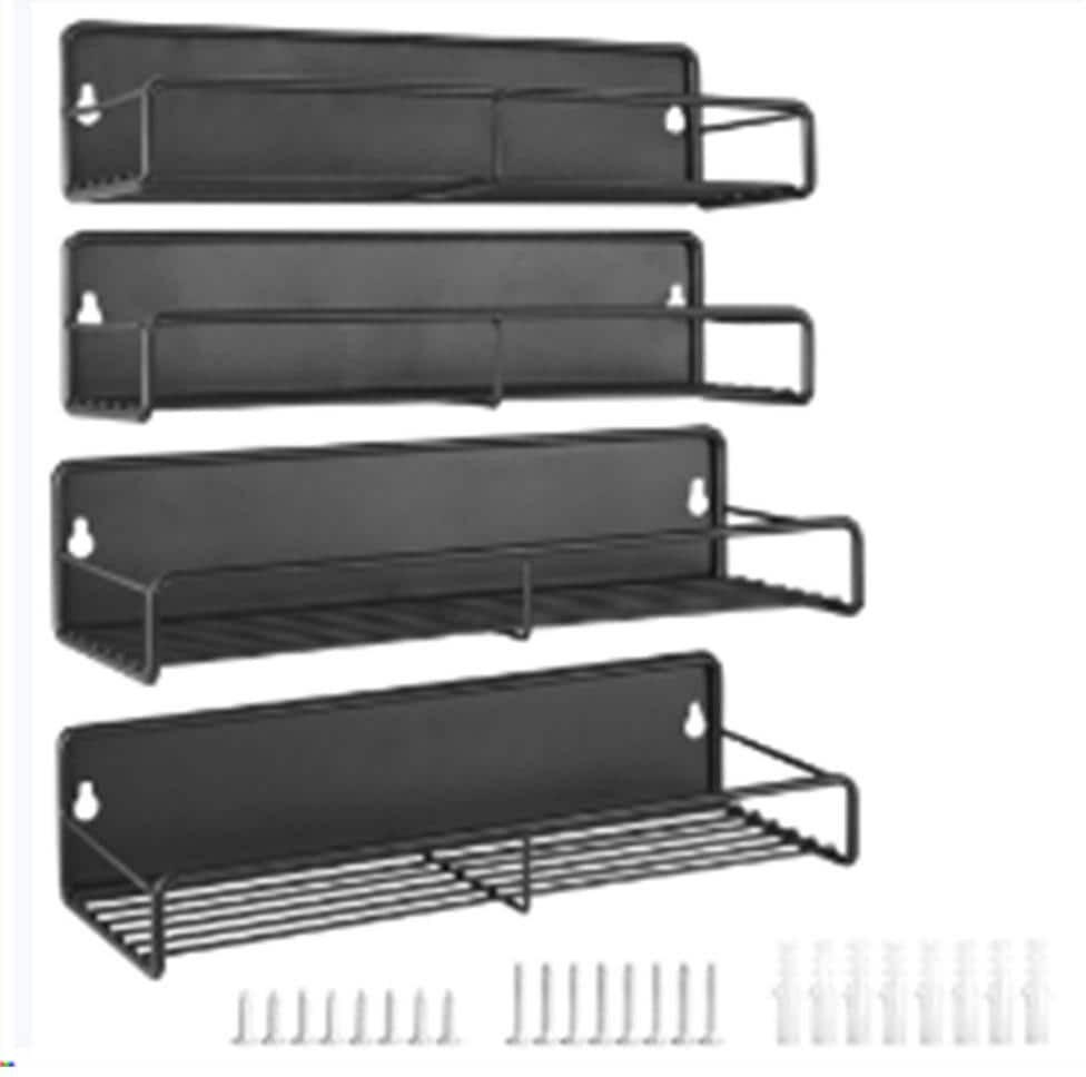 Aoibox 4-Pack Strong Magnetic Spice Rack Organizer Fridge Storage Shelf for Jars Seasoning Tins Utensils Space Saver Holder