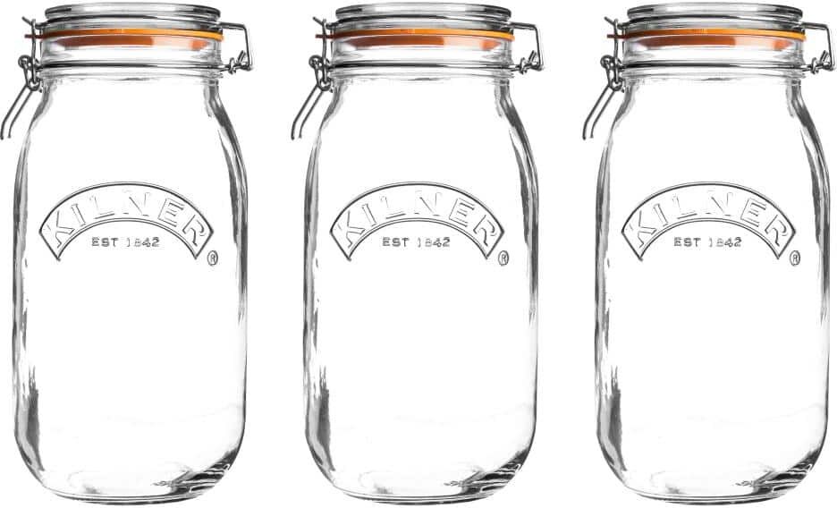 KILNER Clip Top Glass Round Clip Top Jar 68 oz. - (Set of 3)