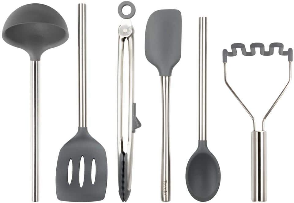 Spectrum Silicone Charcoal Utensil for Meal Prep and Cooking (Set of 6)