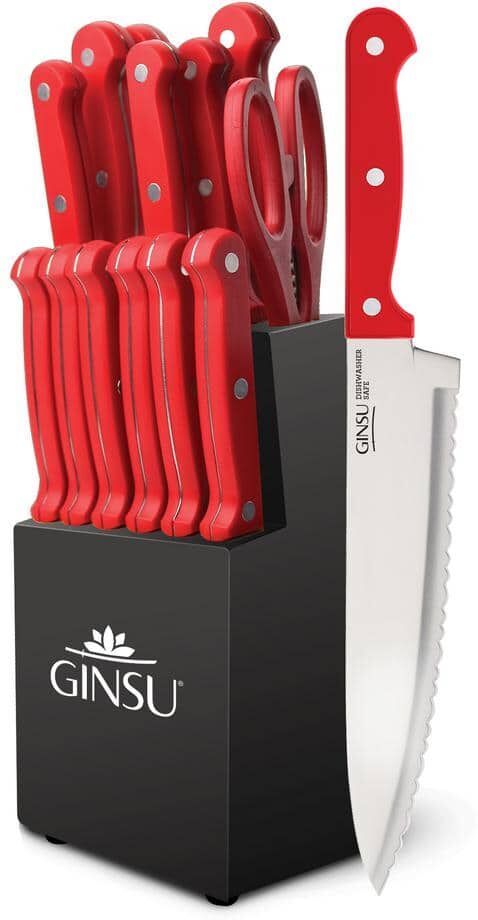 Ginsu Kiso 14-Piece Dishwasher Safe Black Block Knife Set