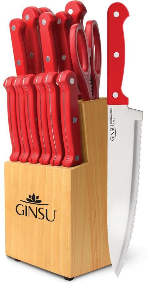 Ginsu Kiso 14-Piece Dishwasher Safe Natural Block Knife Set