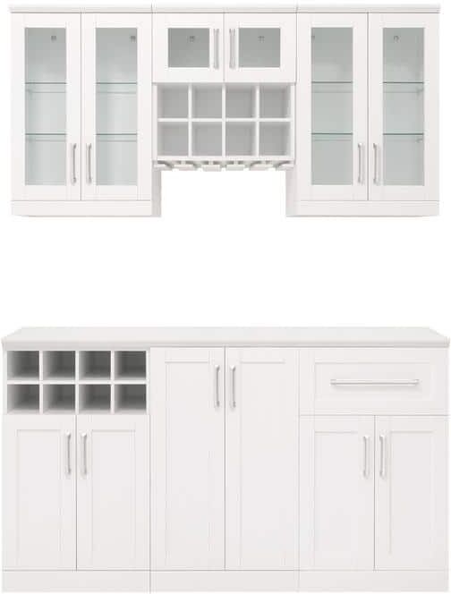 NewAge Products Home Bar 21 in. White Cabinet Set (7-Piece)