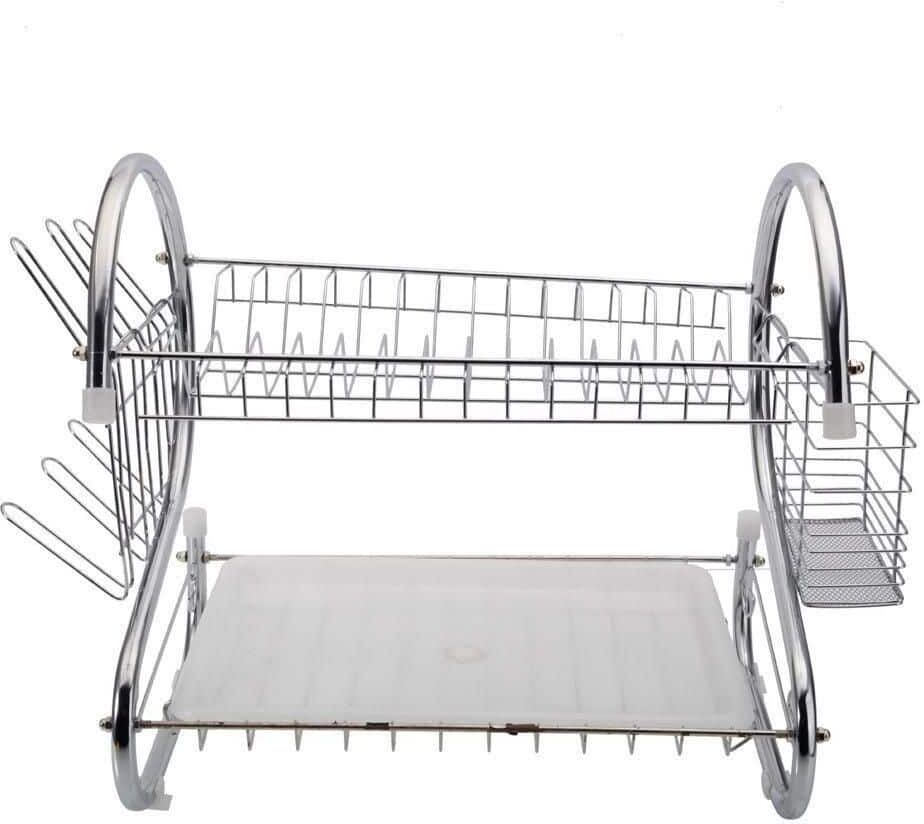 2 Tier Dish Drying Rack Drainer Stainless Steel Kitchen Cutlery Holder Shelf Standing Dish Rack