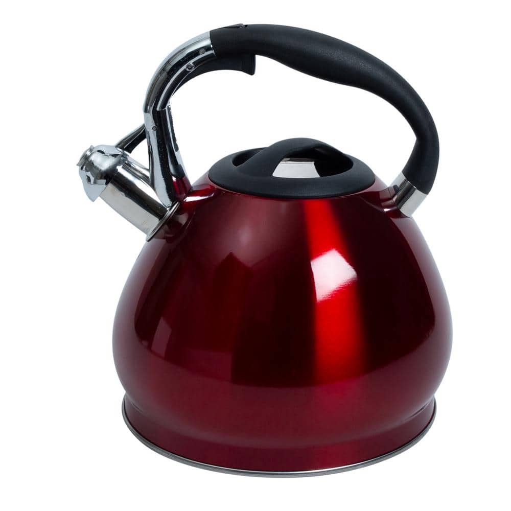 Kitchen Details Red 14-Cup Stainless Steel Tea Kettle
