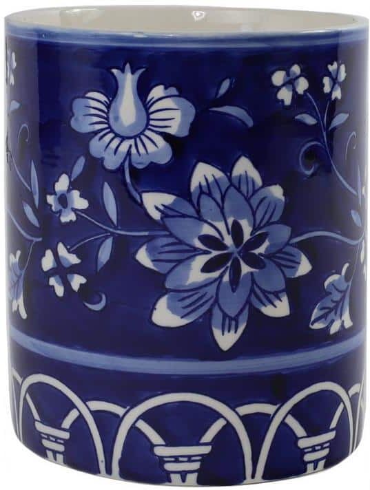 Euro Ceramica Blue Garden Ceramic Utensil Holder