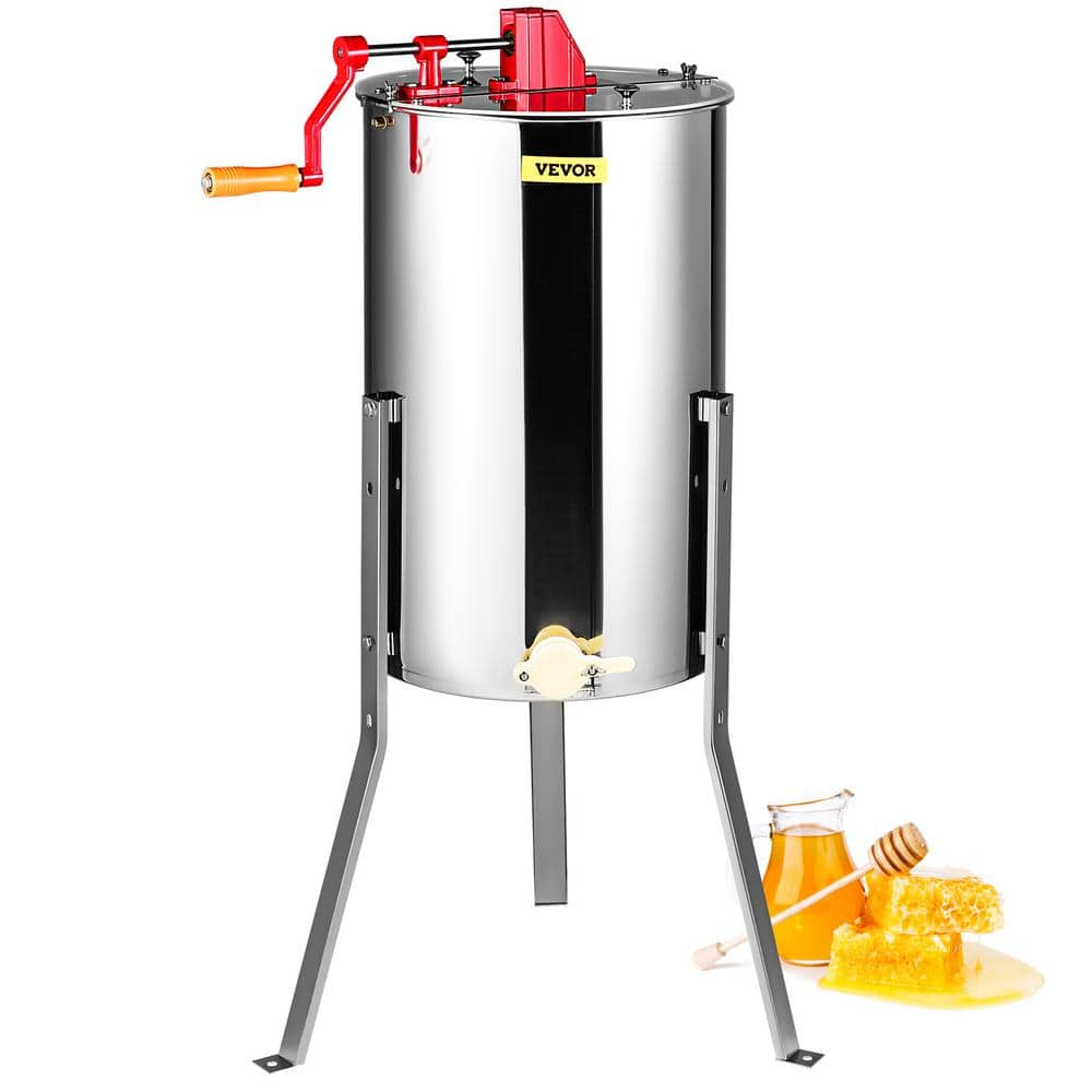 VEVOR Honey Extractor 2/4 Frame Stainless Steel Manual Beekeeping Extraction with Transparent Lid Honeycomb Drum Spinner