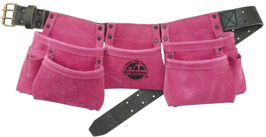 Graintex 9-Pocket Children Tool Apron in Pink Suede Leather