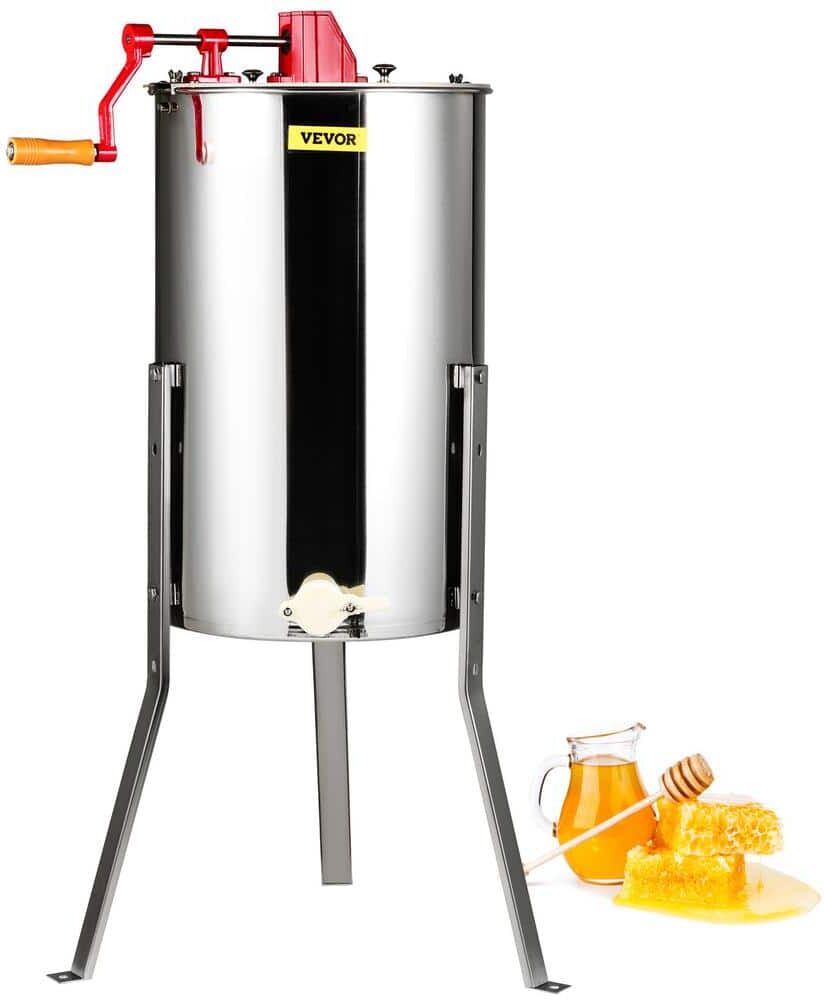 VEVOR 3 Frame Honey Extractor Stainless Steel Manual Beekeeping Extraction with Transparent Lid Apiary Centrifuge Equipment